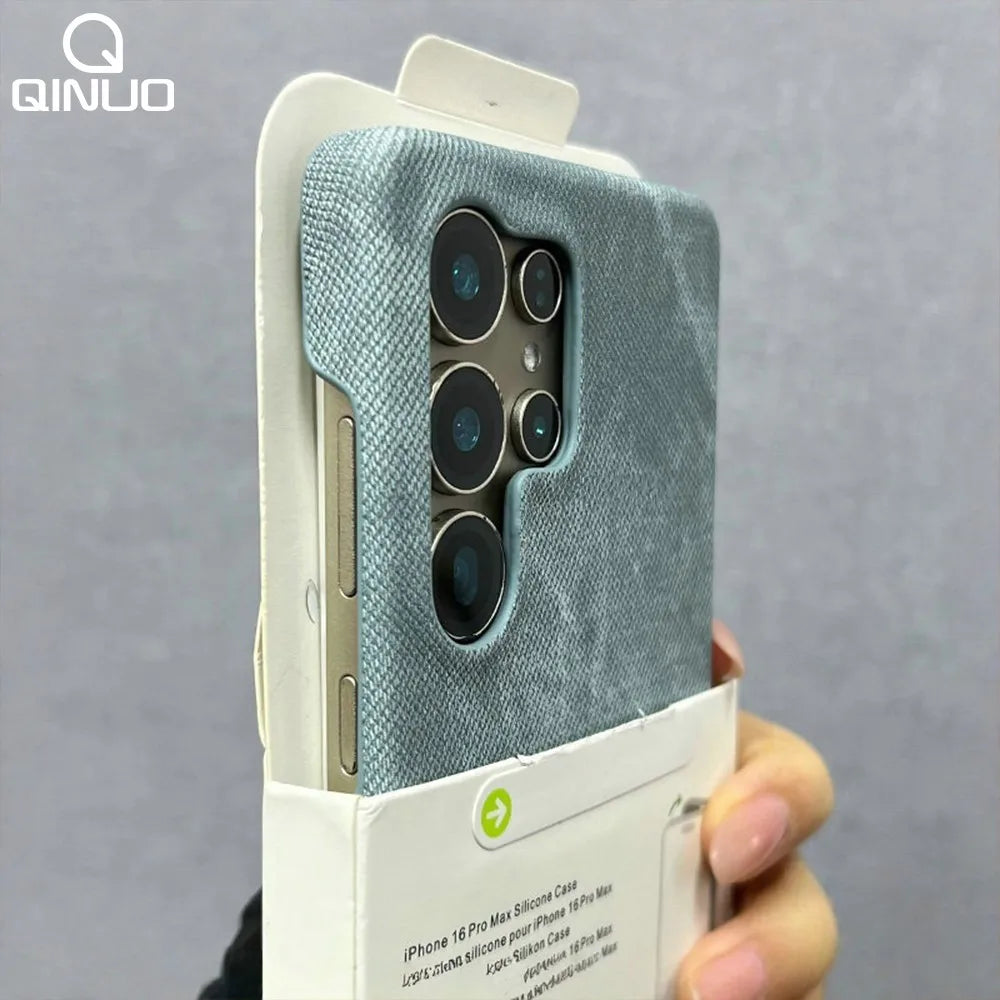 Original Washed Color Denim Jeans Phone Case For For Samsung Galaxy S25 S24 S23 S22 Ultra Matte Hard PC Frameless Cooling Cover