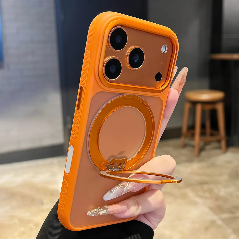 Luxury Magnet Ring Rotating Folding Magnetic Stand Phone Case For iPhone 17 16 15 14 13 Pro Max Air Anti-slip Frame Armor Cover