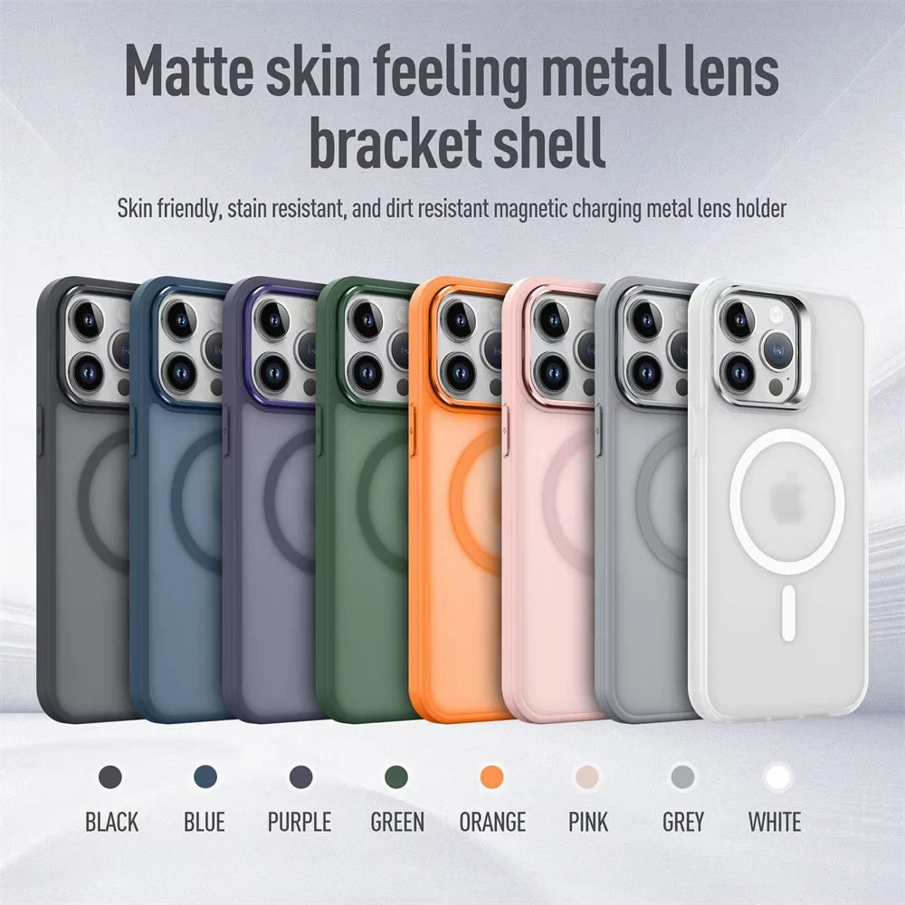 Matte Holder Phone Case For iPhone 16 Pro Max 14 11 12 13 15 Pro Max Mini 16 15 14 Plus Wireless Charging Case For Magsafe Cover