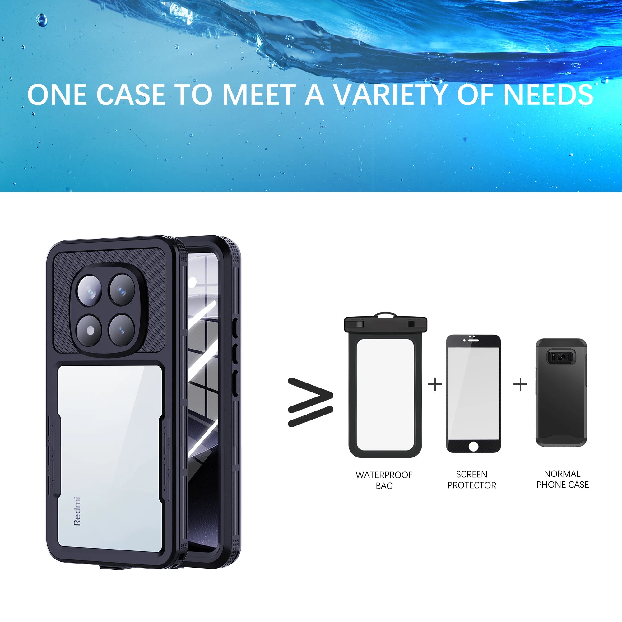 Shellbox Underwater Photography Diving Case for Redmi Note 15 14 Pro 5G Waterproof Shockproof Defender Cover