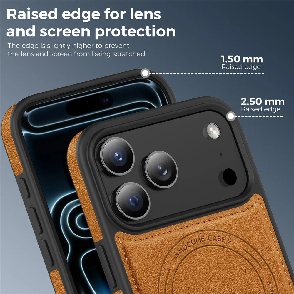 Magnetic Wireless Charging Back Leather Case For apple iPhone 17 Pro Max Air 16e 17e 16 15 14 Plus 13 Shockproof Magsafe Cover