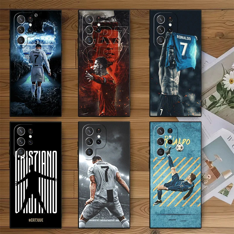 Football Star R-Ronaldo C-CR7 Soft Phone Case for Samsung Galaxy S26 S25 Edge S24 Ultra S23 Plus S22 S21 FE S20 Black Cover Back