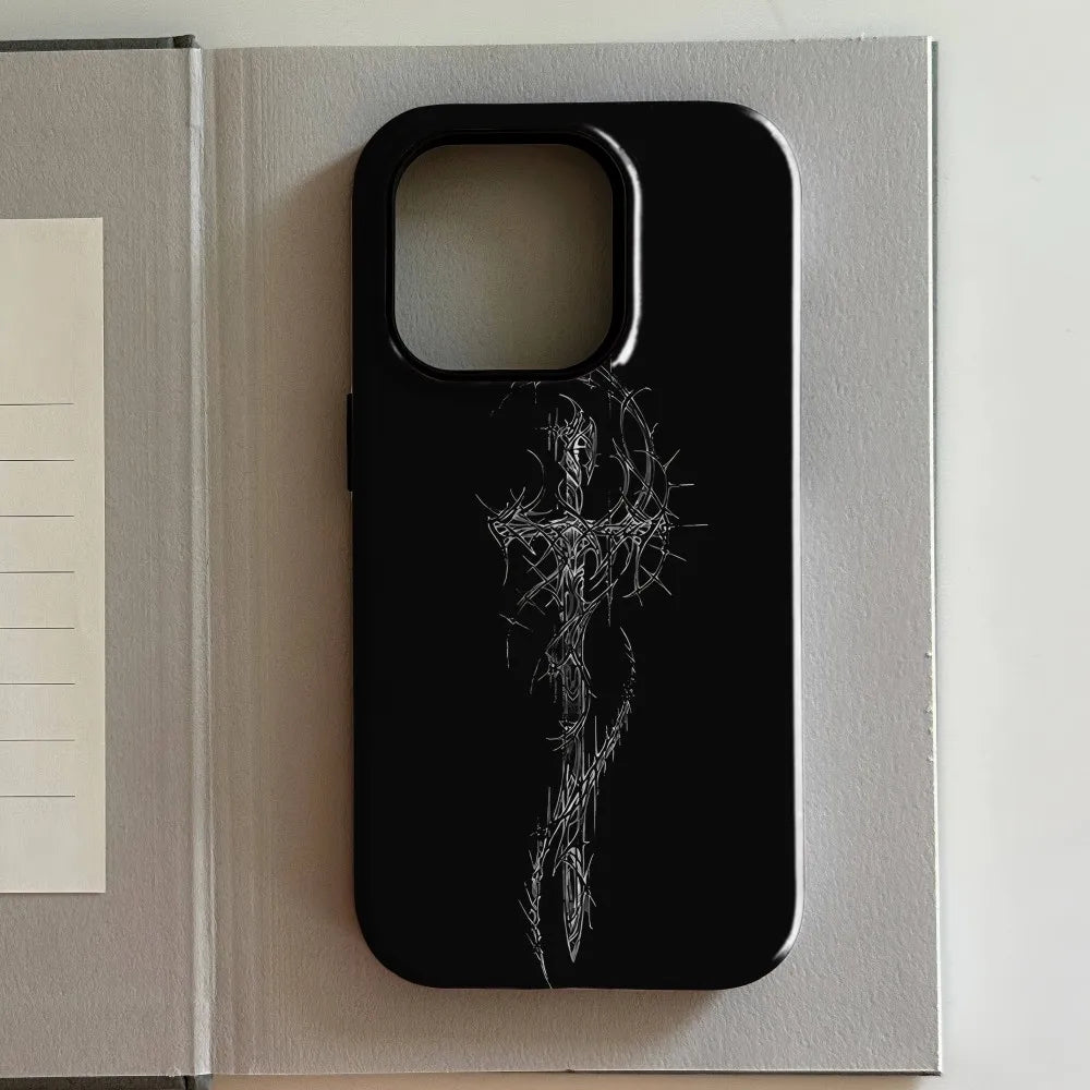 Luxury Gothic Style Cross Pattern Phone Case For iPhone 17 Air 16 Pro Max 15 14 Plus 13 12 11 Pro Shockproof Silicone Back Cover