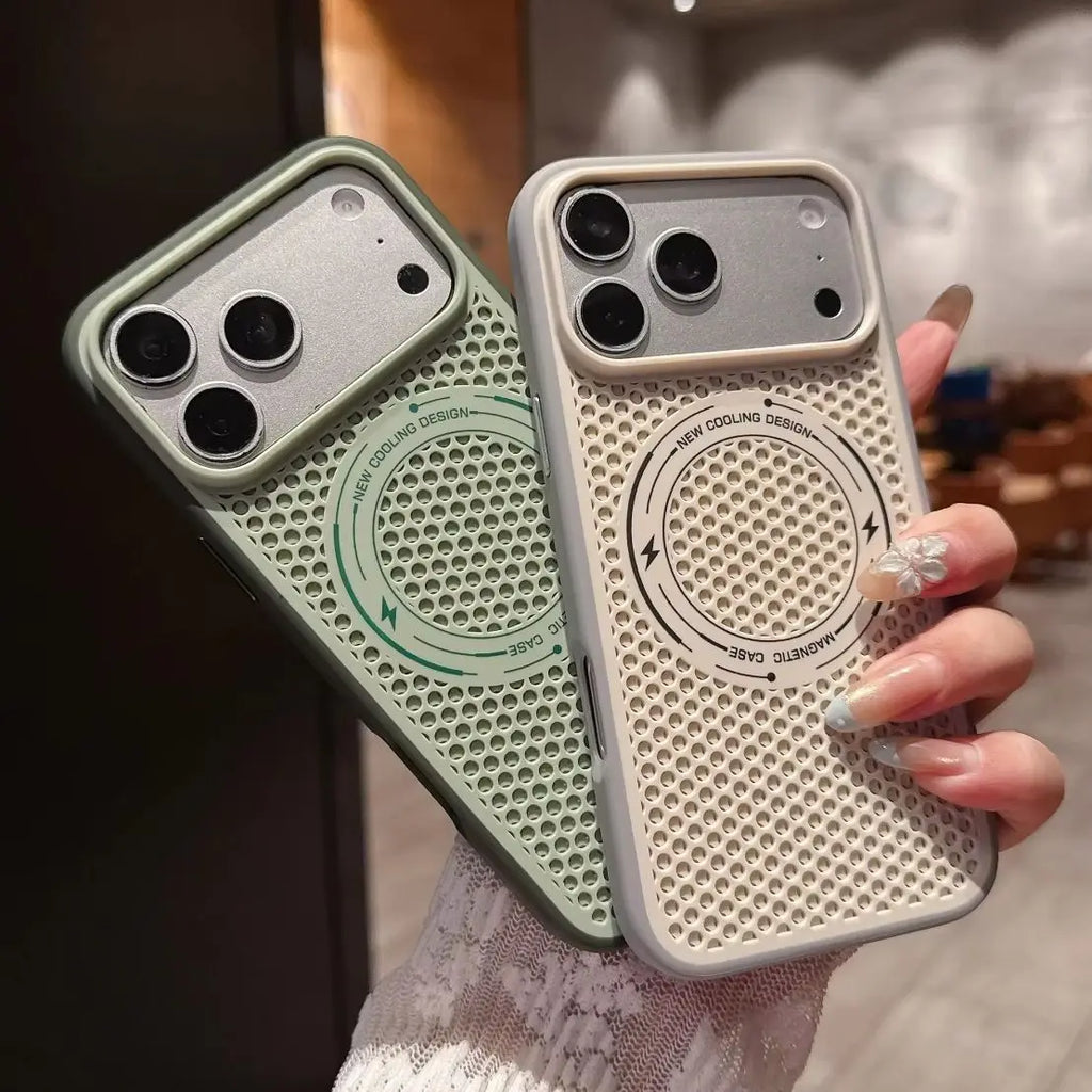 Q8 Cooling Heat Dissipation Magnetic Phone Case For iPhone 17 16 15 14 13 Pro MaxBreathable Back Cover For Magsafe Funda