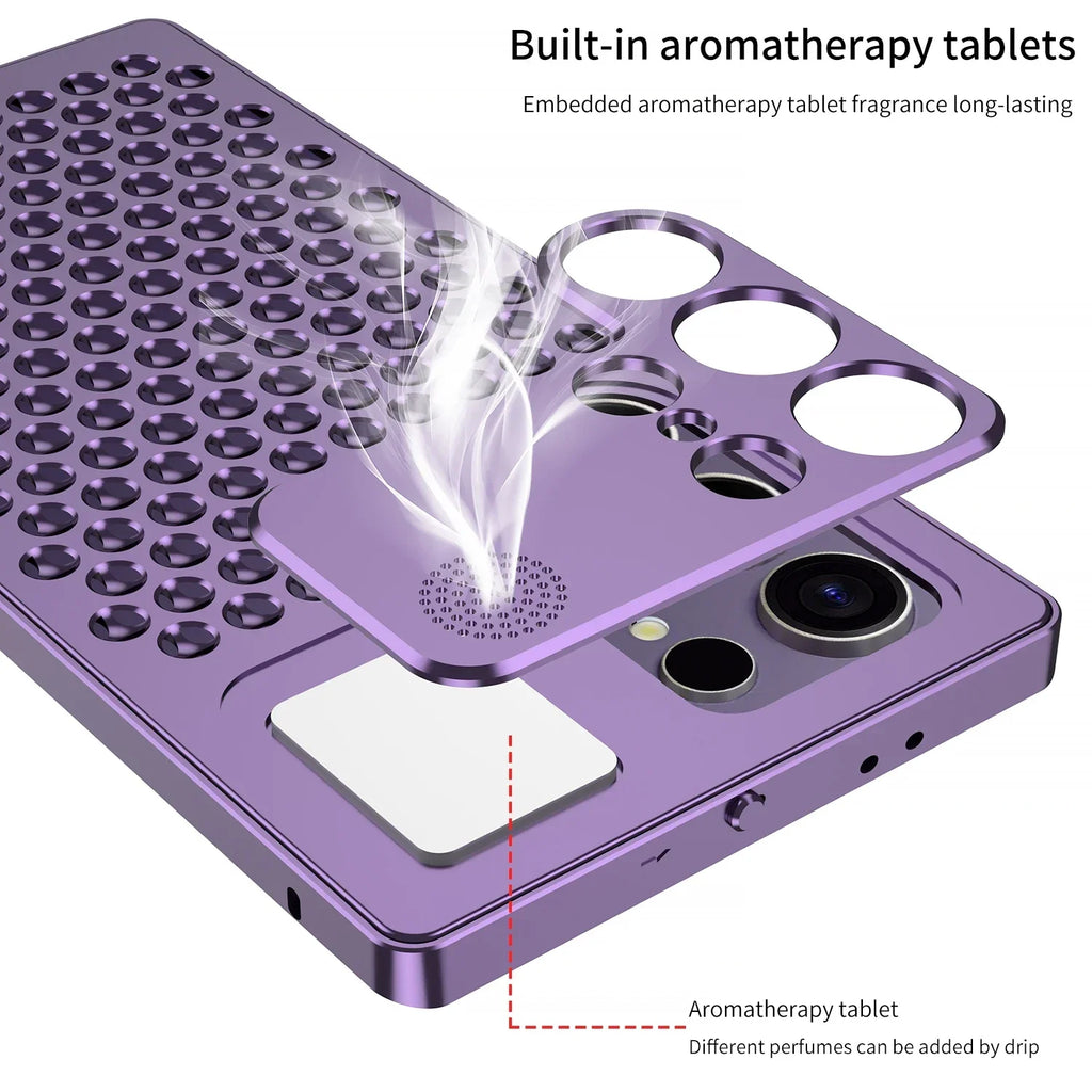 S24 S25 Ultra Heat Dissipation Aluminum Metal Phone Case For Samsung Galaxy S25 S24 S23 Ultra Cover Cooling Aromatherapy Armor