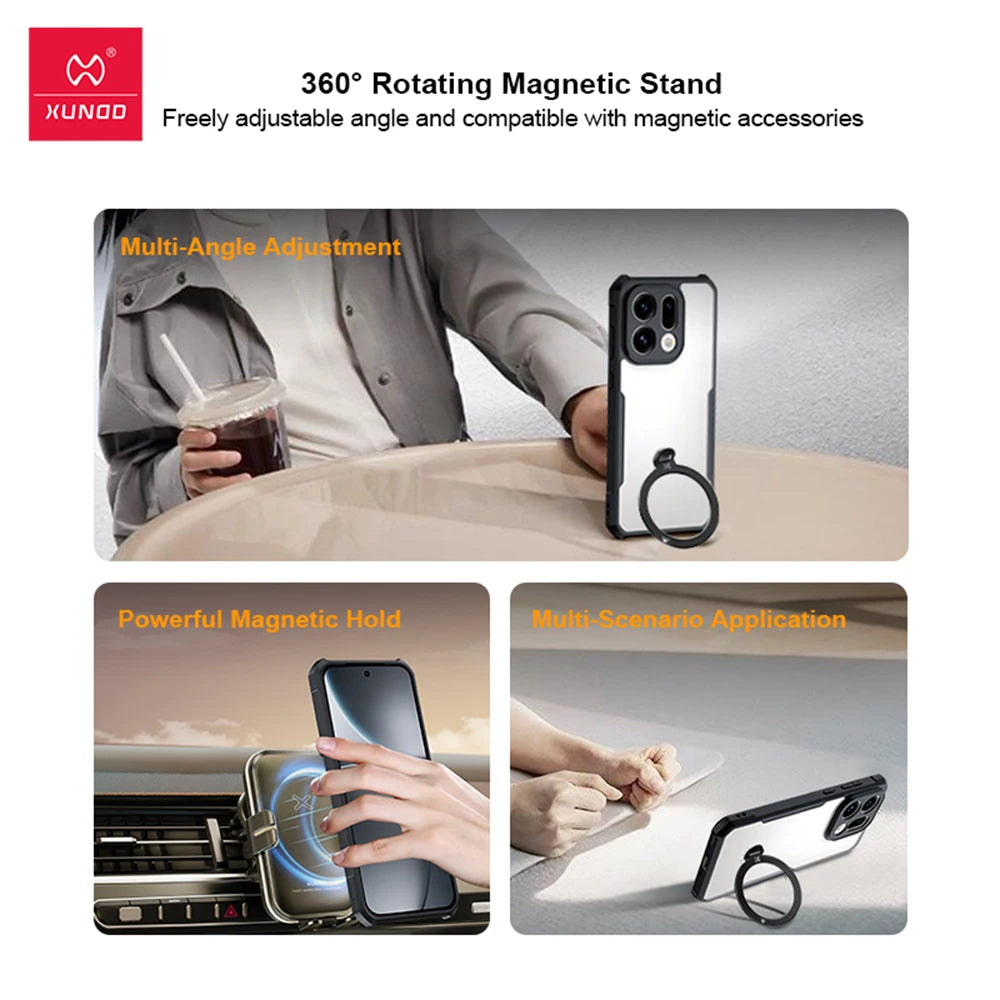 Xundd For OPPO Find X9 Pro Find X9 Magnetic Case Airbag Shockproof Camera Protection TPU&Acrylic 360 ° Rotating Stand  Cover