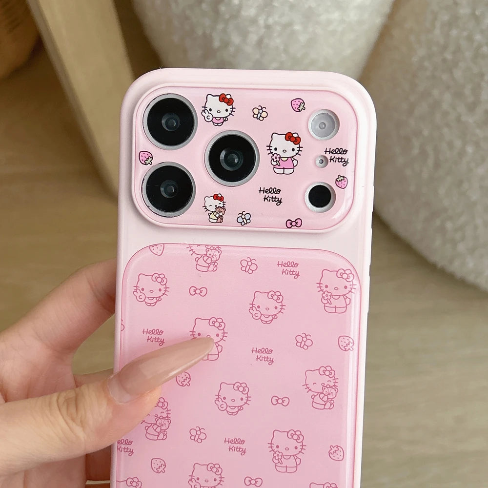 Fashion Cute Cartoon Sanrio Hello Kittty Bow Phone Case For iPhone 17 16 15 14 Pro Max Cases Shockproof Hard Cover With lanyard