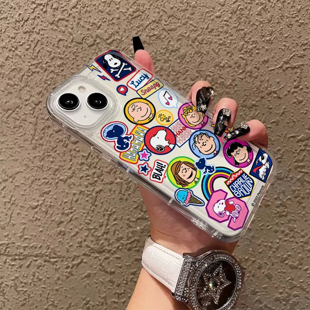 Lovely Cartoon Hot Snoopys Phone Case for iPhone 17 16 15 14 13 12 11 Pro Max Plus X XR XSMax Airbag Anti Fall Clear Back Cover