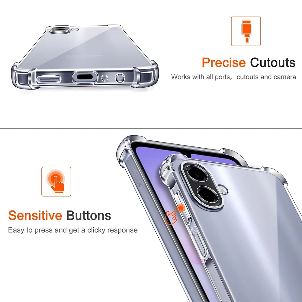 Shockproof Airbag Silicone Soft Case For Samsung Galaxy A57 A37 A17 A07 A56 A36 A26 A16 A06 5G 4G Crystal Clear Funda Coque Capa