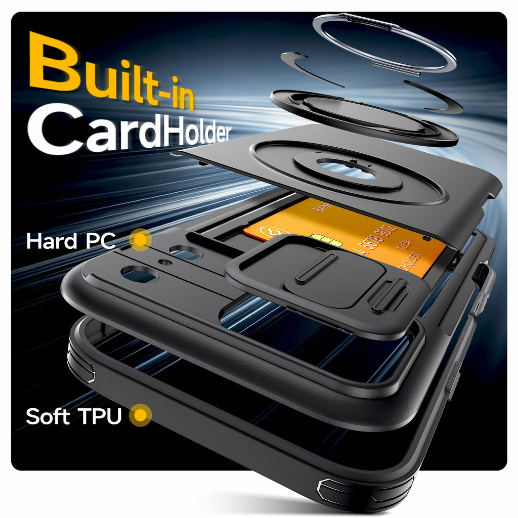 Luxury Wallet Case For iPhone 17 16 15 14 13 12 Pro Max 17E 16E 17Pro iPhone17 Shockproof Armor & Card Slot Stand Holder Cover