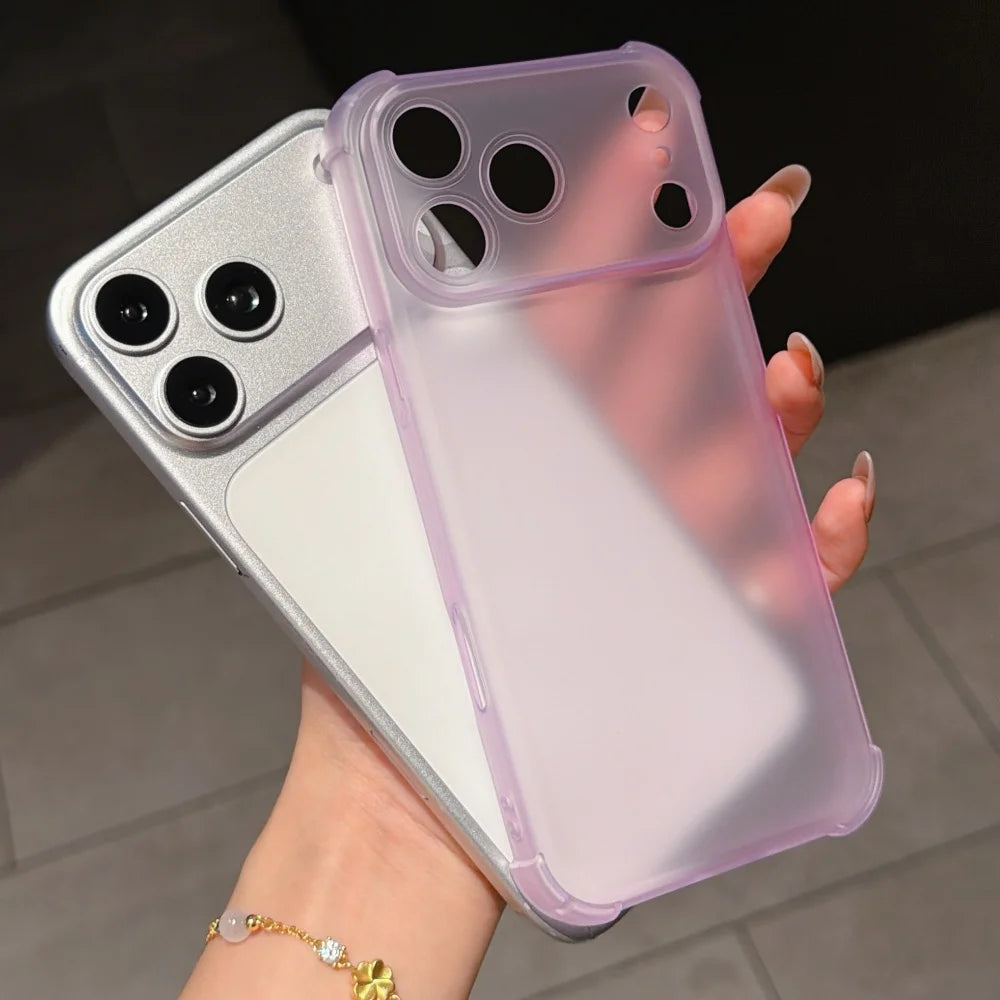 Cute Matte Transparent  Phone Case for iPhone 17 Air 14 15 16 11 12 13 Pro Max Plus Shockproof Camera Protector TPU Soft Cover
