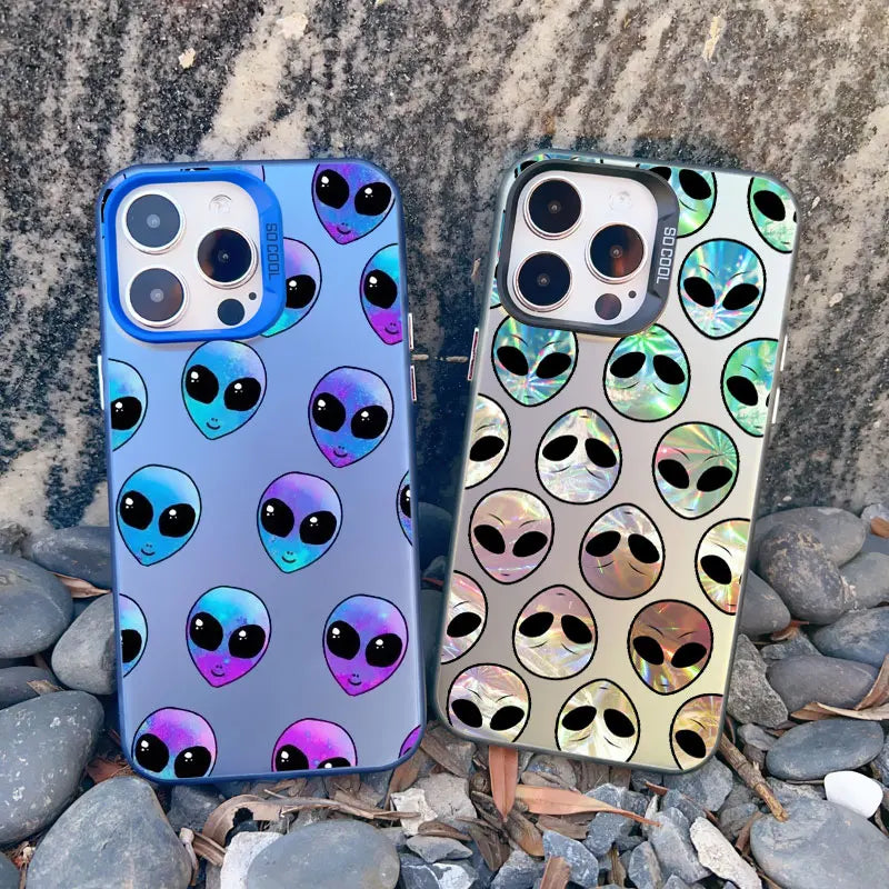 Funny Cartoon Alien Laser Phone Case for iPhone 17 14 11 Pro Max 16 15 Pro Max 13 12 Mini Pro Max 16 15 14 Plus Shockproof Cover