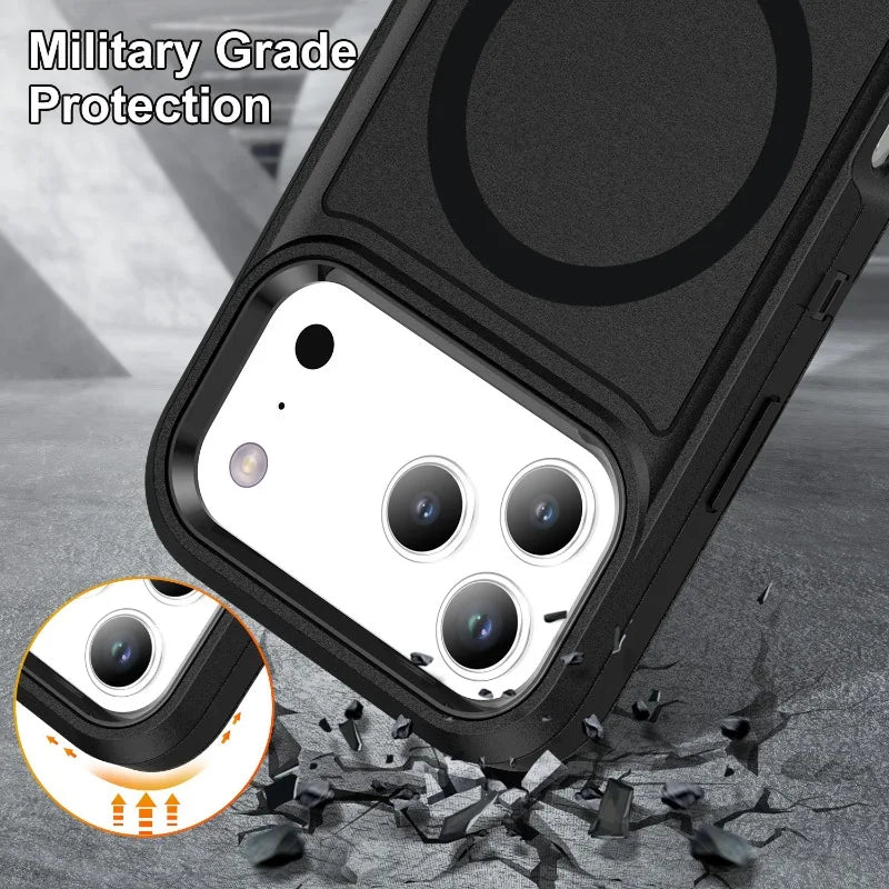 3IN1 Military Grade Heavy Duty Armor Case For IPhone 18 Pro Max 17 16 15 14 Plus Magnetic Charge TPU+PC Anti-fall Protect Cover