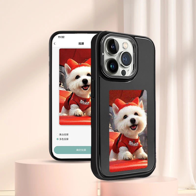 Phone Case E-ink Screen NFC Function for Apple Phone iPhone 15/14/13 ProMax Phone Cover Wireless Image Transmission 4-Color Disp