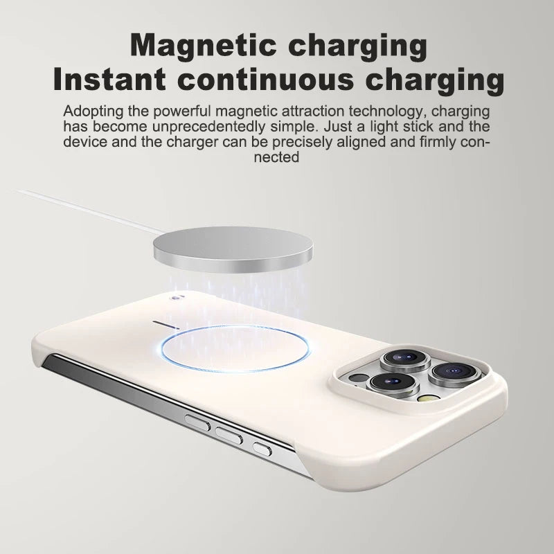 Ultra Thin PC Matte Frameless Case For Magsafe iPhone 17 Air 16E 16 15 14 13 12 11 Pro XR XS Max Plus Magnetic Shockproof Cover