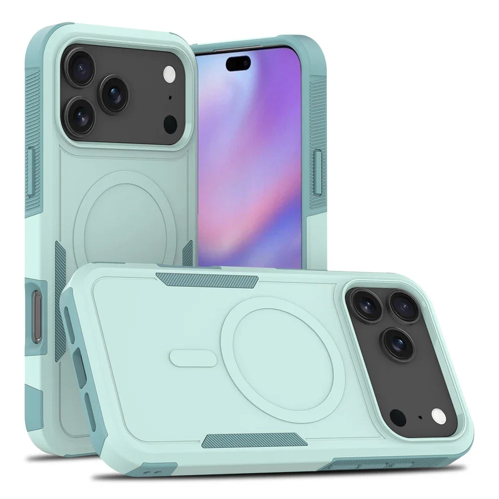 Heavy Armor Defender Magnetic Charging Case for IPhone 17 Pro Max Air 16 15 14 Plus 13 12 Ott Box Shockproof Matte Protect Cover