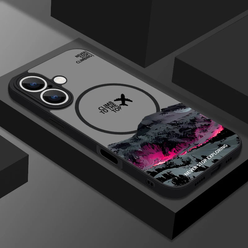 Airplane Landmark Label Pattern Phone Case For iPhone 17 Pro 16 15 14 13 Pro 16e Max For Magsafe Wireless Charge Magnetic Cover