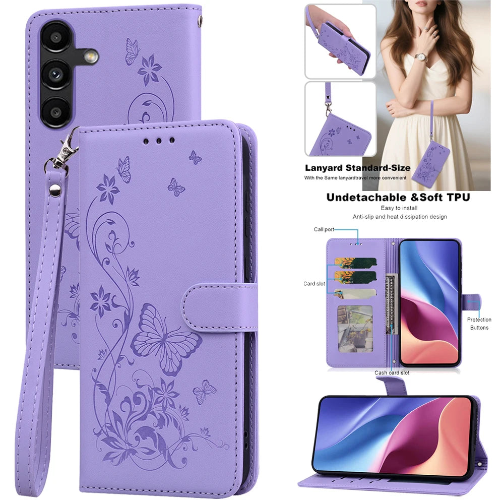 Leather Wallet Flip Phone Case For Samsung Galaxy A56 A36 A26 A16 A06 A55 A35 A25 A15 A05 A05S A54 A14 A13 5G A04S A12 A02S A03S