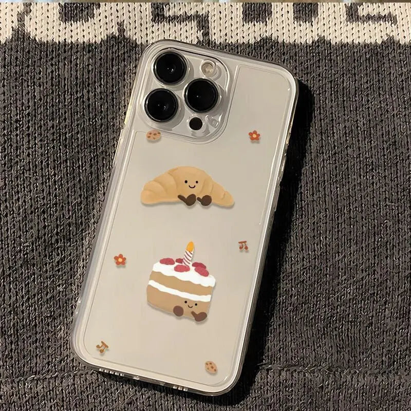 Cute Bread Toast Phone Case For iPhone 17 16 15 11 12 14 13 Pro Max Mini X XS XR 7 8 Plus SE4 17E Air Transparent Cover Fundas