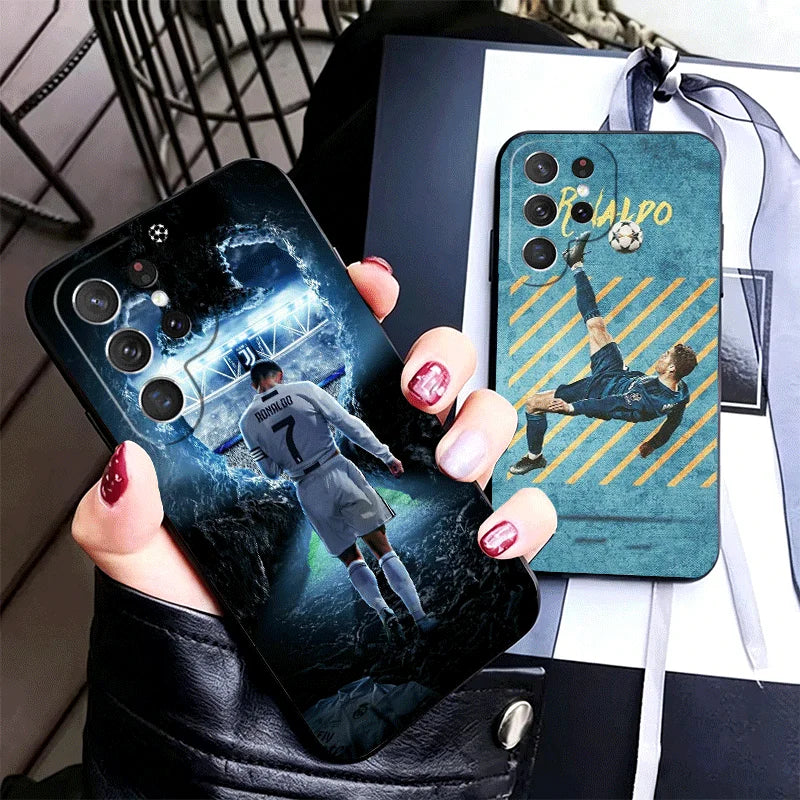 Football Star R-Ronaldo C-CR7 Soft Phone Case for Samsung Galaxy S26 S25 Edge S24 Ultra S23 Plus S22 S21 FE S20 Black Cover Back
