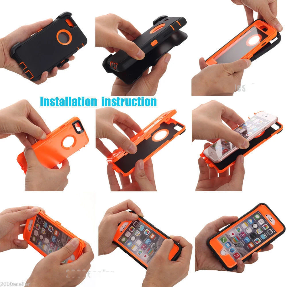 3 in1 For iPhone 15 14 Plus 13 12 11 Pro Max XS Max Shockproof Defend Case Cover+Belt Clip Heavy Duty Case For iPhone 7 8 Plus
