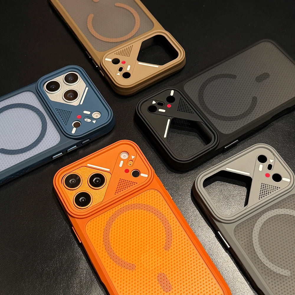 Luxury Shockproof Armor Magnetic Phone Case For iPhone 17 16 15 14 13 12 Pro Max Plus For Magsafe Acrylic Heat Dissipation Cover