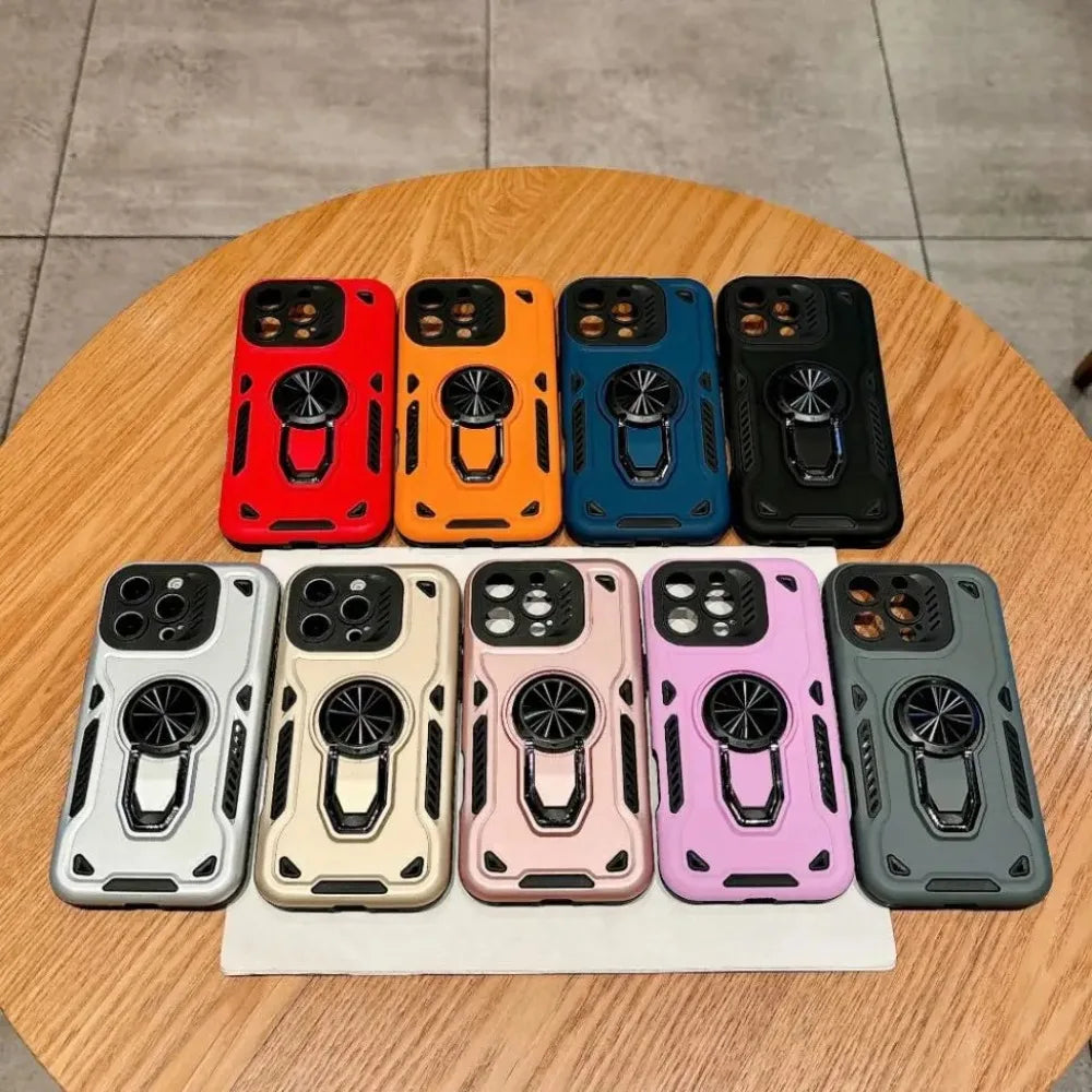 Luxury Rugged Car Ring Stand Phone Case For IPhone 17 Pro Max Air 16 15 14Plus 13 12 11 Anti-fall Armor Hard Protect Cover Funda