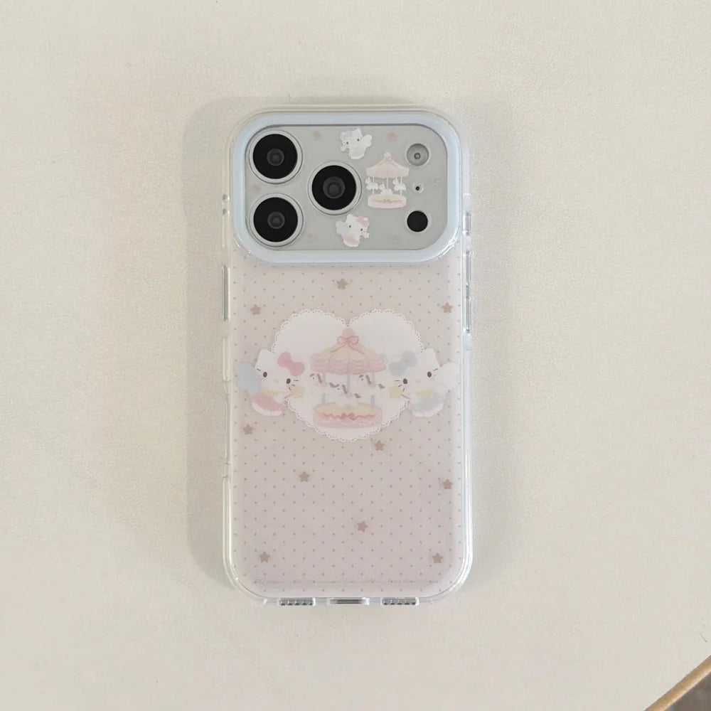 Korean Hello Kitty Glitter Cute Angel KT Cat Phone Case For iPhone 17 16 15  Pro Max Cover With Chain Shockproof Cases Funda