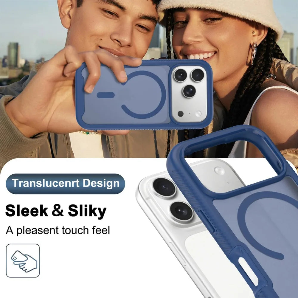 Military Grade Translucent Magnetic Case For iPhone Air 17 17Pro 17Pro Max 17E 16E For MagSafe Shockproof Matte Protection Cover