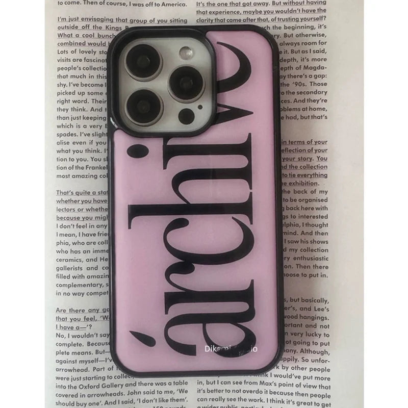 Minimalist Letter Archive Glossy Surface Phone Case for iPhone 17 Pro16 Pro 15 14 Plus 13 12 11 17 Air PRO MAX PLUS Y2K Cover