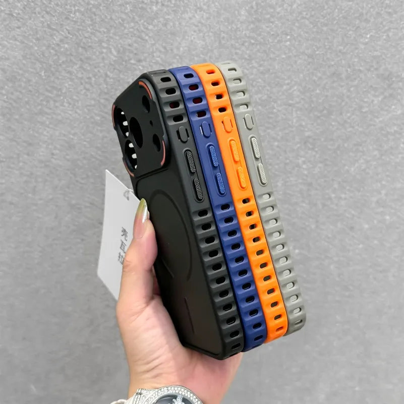 Heat Dissipation Frame Magnetic Wireless Charger Case for iPhone 17 16 15 14 11 12 13 Pro Max Matte for Magsafe 16Plus Air Cover