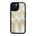 Phone Case Gold Palm Leaf Pattern For Iphone X To Iphone 16 Pro Max Fashion Protective Cover For Daily Use And Travel