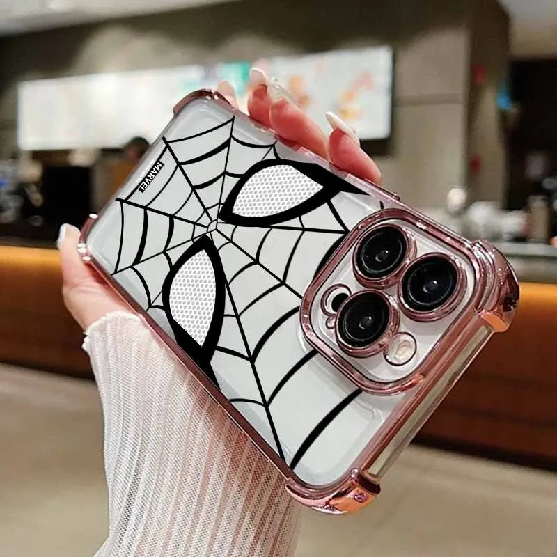 S-pider-ManS Cute For iPhone 17 AIR 16E 16 15 14 13 12 11 XS Pro Max mini Plus Plating Anti-Fall Cool Phone Case