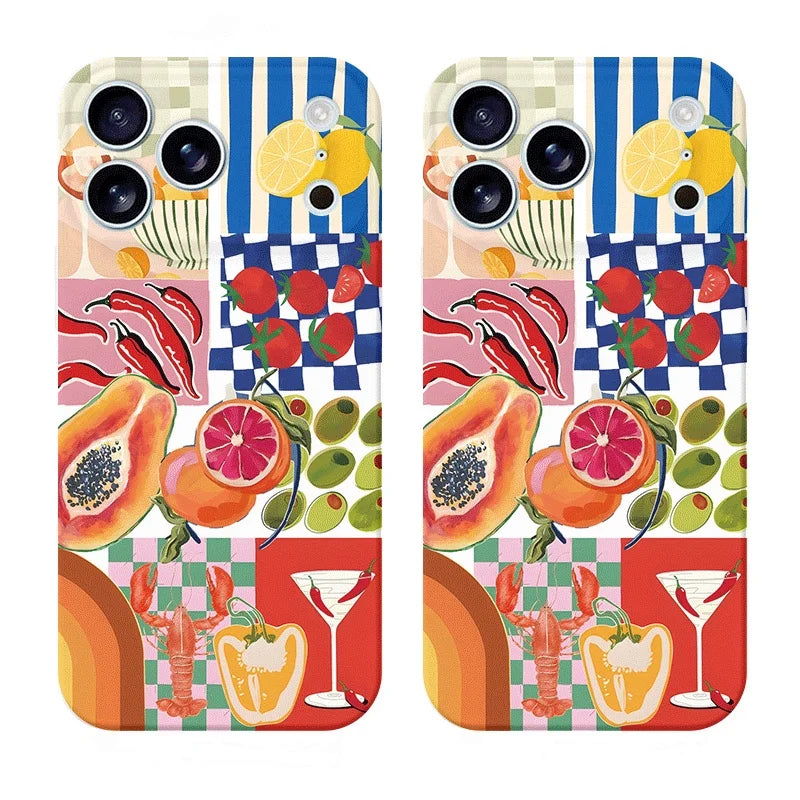 Summer Casual Fruit Patchwork Phone Case for Xiaomi Redmi Note 15 14 13 12 11 Pro Plus 4G 5G 15C 14C 13C 12C 10 10C 9A 9C Cover