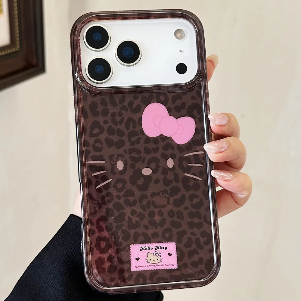 All Inclusive Leopard Print KT Emoji Case Phone Case For iPhone 17 16 15 14 Pro Max Case Cute Luxury Cartoon shockproof Cover