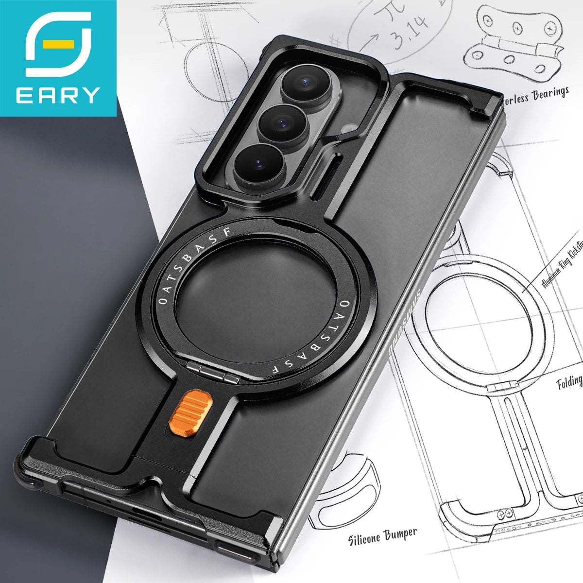 Eary Minimalist for Samsung Galaxy Z Fold 7 Phone Case With 360°Magnetic Stand Military-Grade Shockproof Drop Protection Cover