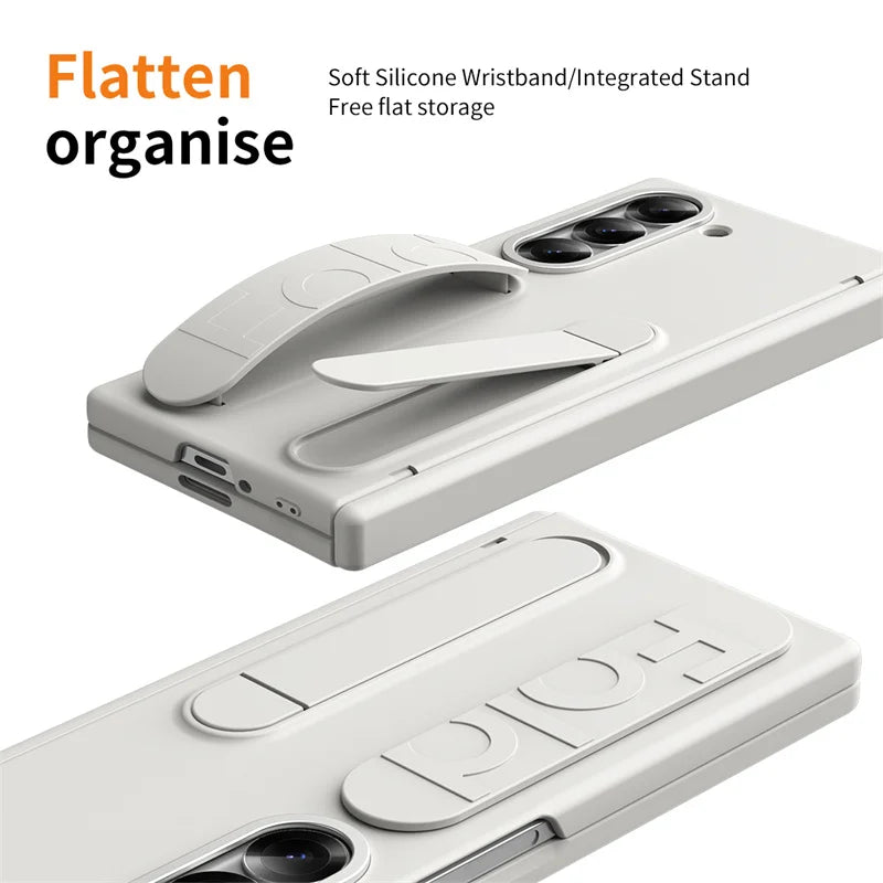 Wristband Holder Hinge Phone Case For Samsung Galaxy Z Fold 8Ultra 8 7 6 5 4 3 5G With Pen Slot & S Pen Screen Protect Film Cove