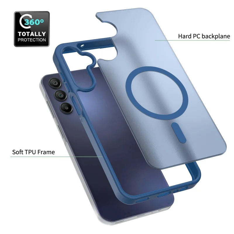 Matte Translucent Magsafe Wireless Charge Case for Samsung S25 Edge 24 23 22 Ultra Plus FE A56 A36 A26 A16 A06 A55 A35 A25 Cover