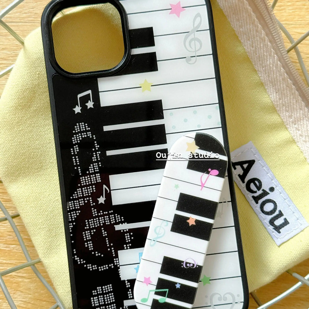 Korean Ins Niche Design Cute Piano Art Keyboard Star Phone Case For iPhone 17 16 15 14 13 12 11 Pro XR X Max 8 7 Plus Y2K Cover