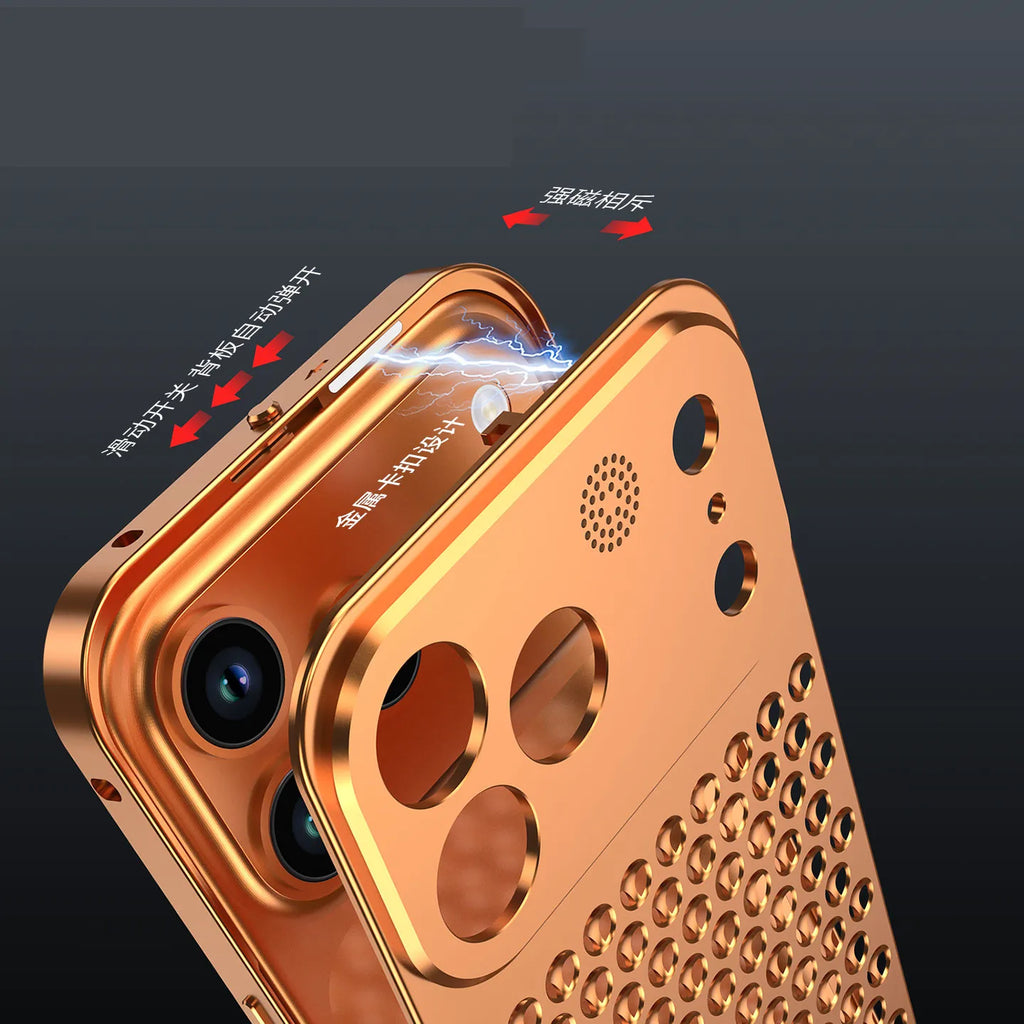 Metal Cooling Hollow Aluminum Phone Case For iPhone 17 Pro Max Aroma Diffuser Heat Dissipation Cover Funda For iPhone 17 Pro
