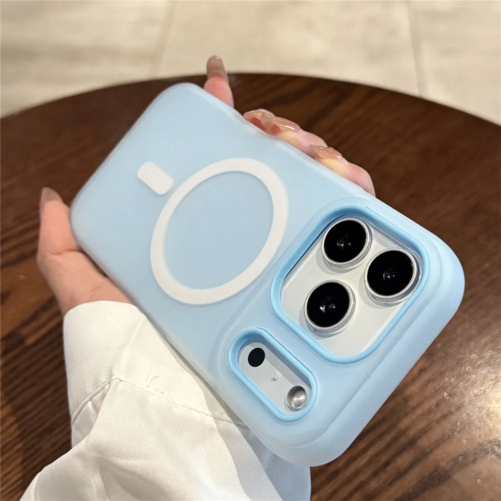 2 IN 1 Luxury For Magsafe Wireless Charge Case for iPhone 12 13 14 15 16 17 Pro Max Plus Magnetic Candy Color Clear Matte Cover