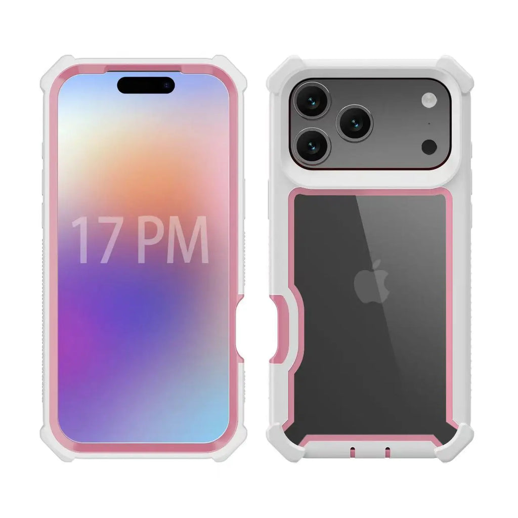 New Luxury transparent 2-in-1 sturdy shockproof protective cover for iPhone 17 Air 16 13 12 14 15 Pro Max Plus non-slip case