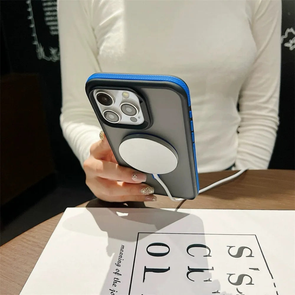 Magnetic Luxury Matte Translucent Armor Shockproof Case For iPhone 16 15 14 13 Pro Max for Magsafe Wireless Charge Cover