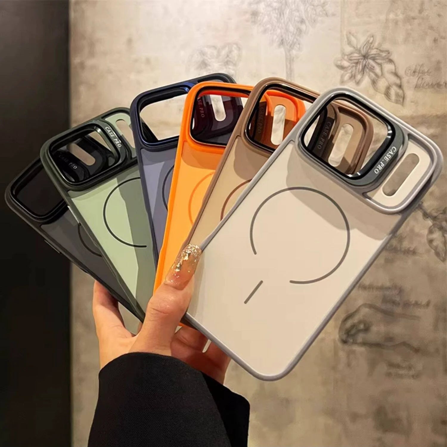 for Magsafe Camera Glass Bracket Phone Case for iPhone 17 Air 16 15 14 Plus 13 Pro Max TPU Magnetic Wireless Charge Matte Fundas