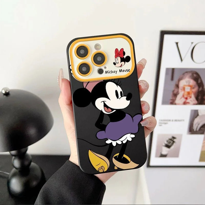 Anime Cartoon Mickey Gray Pants Minni Purple Dress Case For iphon 11 12 13 14 15 16 17 Pro Max Plus Couple Set Anti-fall Cover