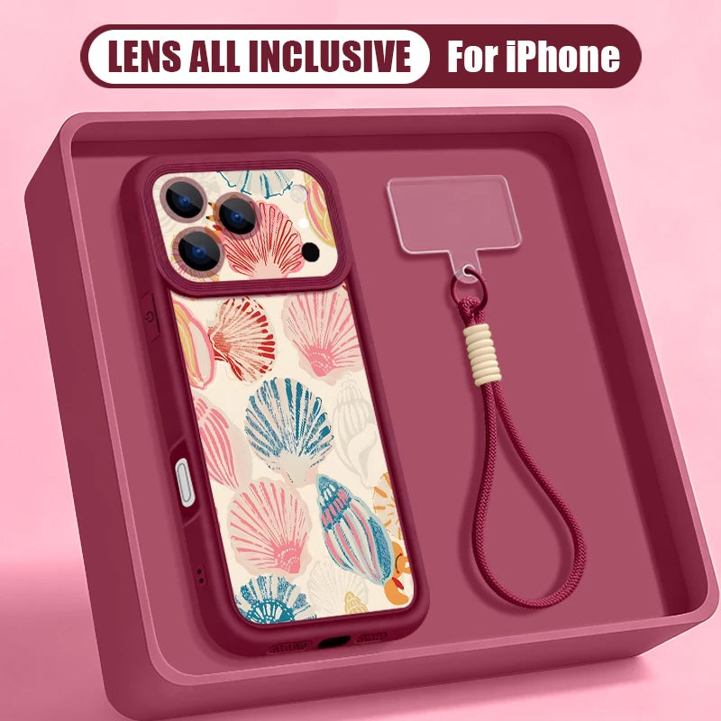 Retro Turtle Pattern Lanyard Phone Case For iPhone 17 Pro Max 16 17 14 15 13 Pro Max 11 17e 16e Shockproof Silicone Soft Cover