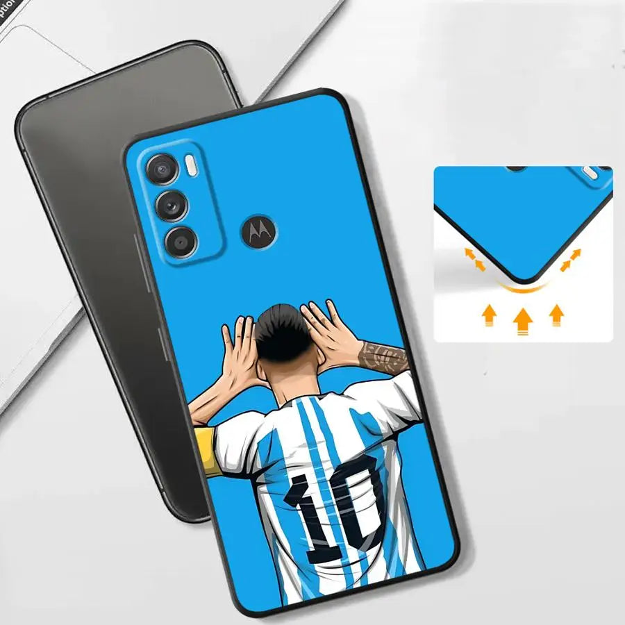 Football Star Numbers Phone Case for Motorola Moto G73 G60 G22 G71 G52 G53 Edge 40 30Pro 20 G50 G30 G72 G51 Soft Cover