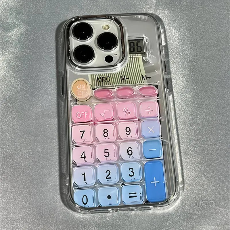 Space Neon Calculator Pattern Phone Case For iPhone 17 16 Pro Max 16E 17E 15 14 13 12 11 X XR XS 7 8 Plus Air Shockproof Cover