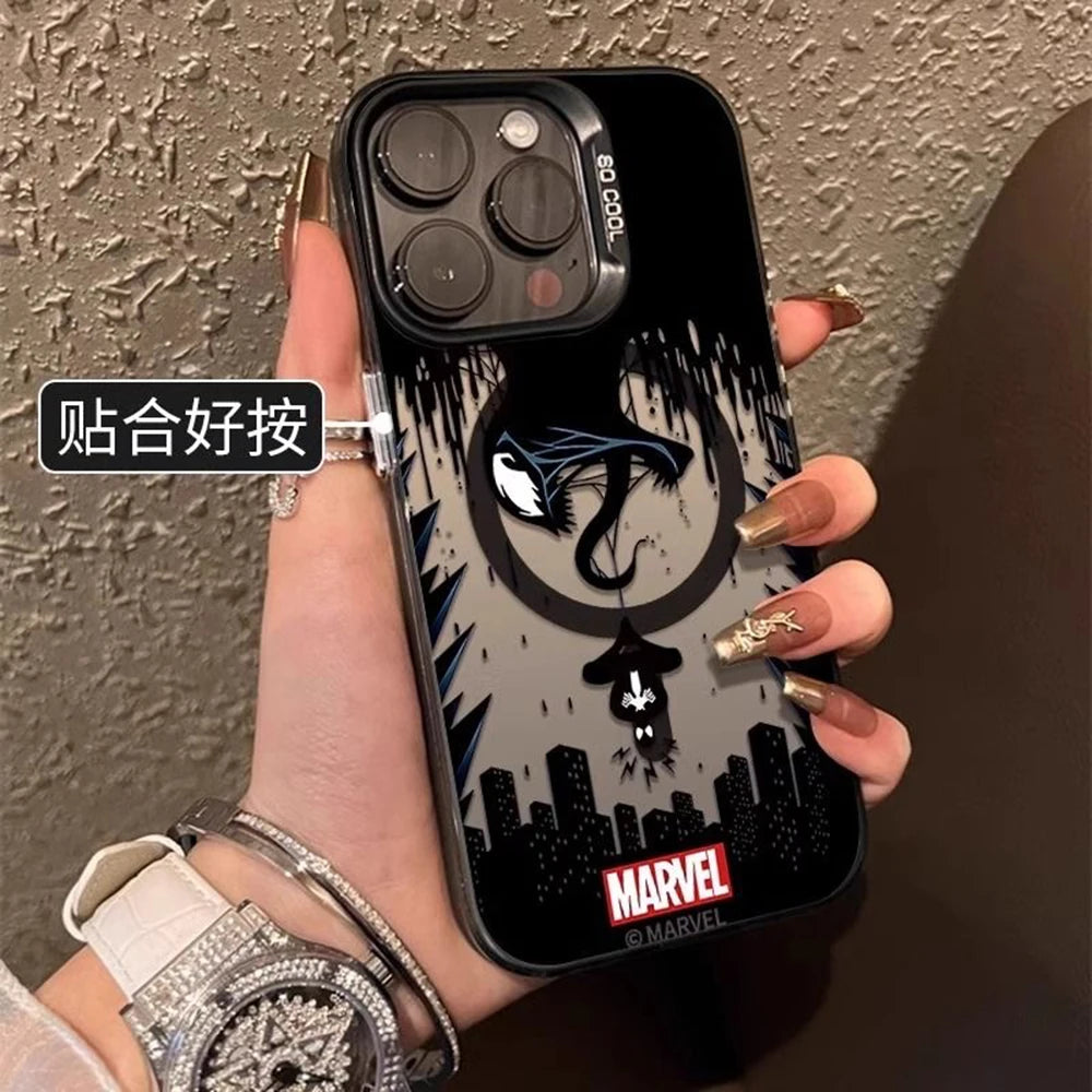 M-Marvels Venoms 3 New Movie Magsafe Magnetic Case for iPhone 11 12 13 14 15 16 Pro Max Plus Soft Silver Plated Anti Fall Cover