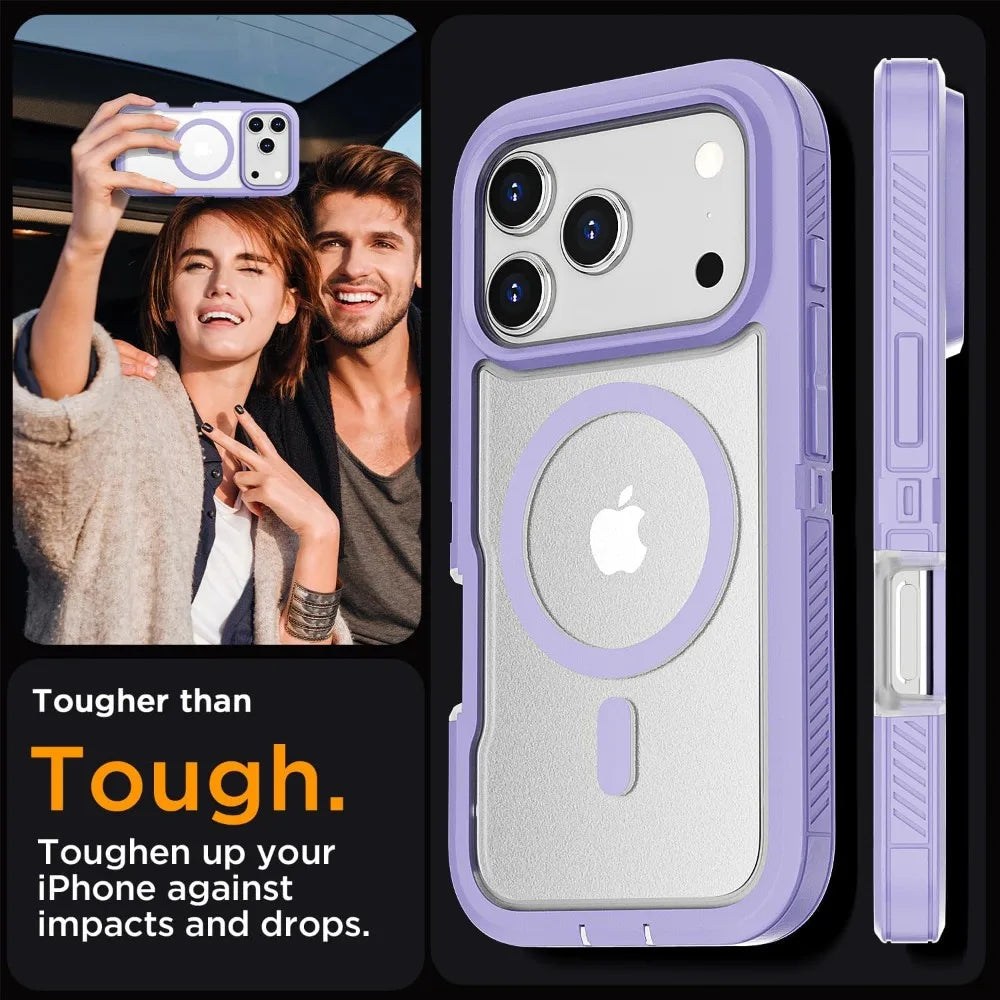 Matte Clear Magnetic OTT Phone Case for IPhone Air 17 16 15 14 Plus 13 Pro Max Anti-Slip Grip & Wireless Charge Protector Cover